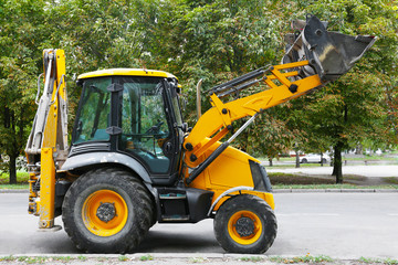 Yellow bulldozer outdoors