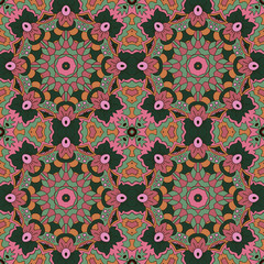 Mandala. Zentangl seamless ornament. Relax. Oriental pattern. Pink tone