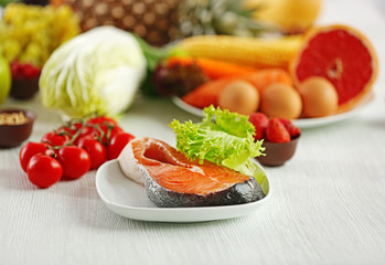 Healthy food on table