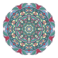 Mandala pattern. Round ornament for your creativity. Zentangl doodle pattern. Blue color