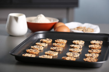 Cereal cookies on baking tray