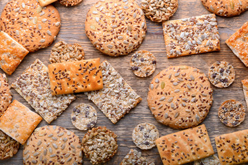 Cereal cookies on wooden background