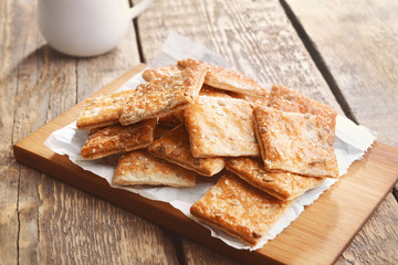 Cereal cookies on wooden background