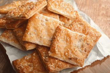 Cereal cookies on wooden background