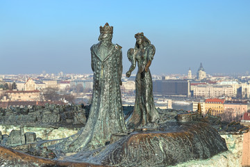 Sculpture of Prince Buda and Princess Pest in Budapest, Hungary