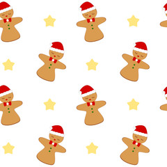cute cartoon gingerbread girl cookie seamless vector pattern background illustration

