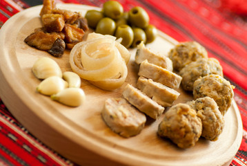 romanian christmas appetizer consist of various pork dishes 