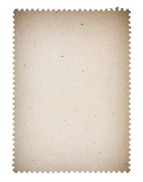 Blank old post paper stamp, isolated on white background