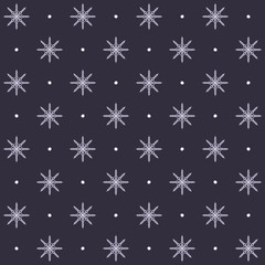 Dotted snowflake pattern. Seamless vector winter background