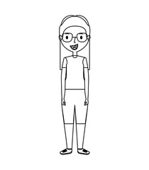 young woman avatar character vector illustration design