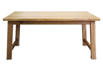 Oak table. White background, isolated
