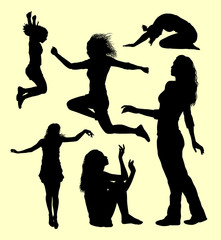 Female gesture, action, silhouette. Good use for symbol, logo, web icon, mascot, sign, sticker, or any design you want