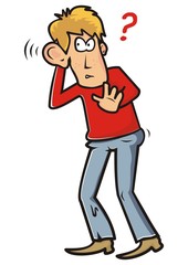 man and big ear, vector illustration