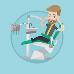 Scared patient in dental chair vector illustration