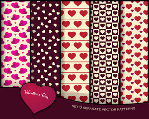valentine pattern set with hearts - vector isolated background for design