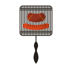 Roasting utensil with meat icon vector illustration design