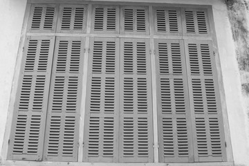 Green retro window. Old architectural element. Vibrant colors.