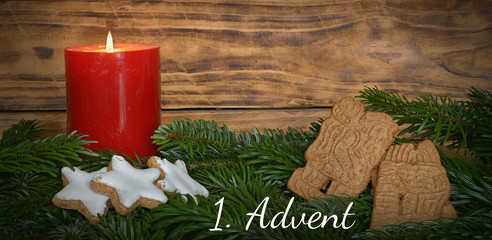 Kerze mit 1. Advent