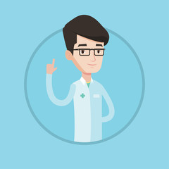 Doctor showing finger up vector illustration.