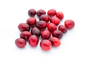 Cranberries top view. Red, ripe cranberries macro view.