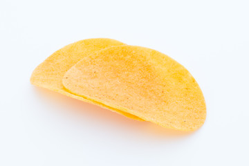 Potato chips on the papric. Eco food.