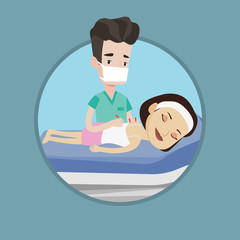 Acupuncturist doctor making acupuncture therapy.