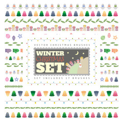 Christmas vector brushes. Set includes seventeen brushes.