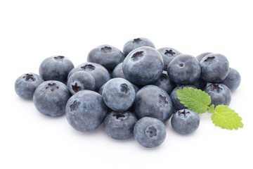 Group of fresh juisy blueberries isolated on white background.