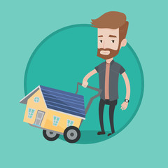 Young man buying house vector illustration.