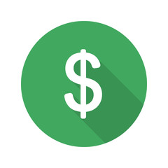 Dollar flat design long shadow icon