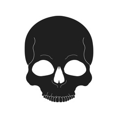Black human skull color icon