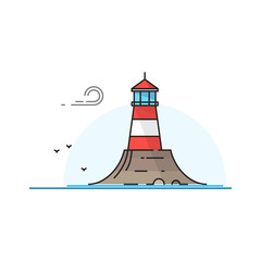 Vector lighthouse landscape. Lighthouse icon