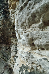 detail of czech tourist area Tiske steny with detail of sandstone in winter without snow
