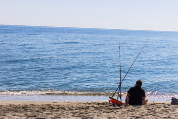  A lone fisherman on the see coust