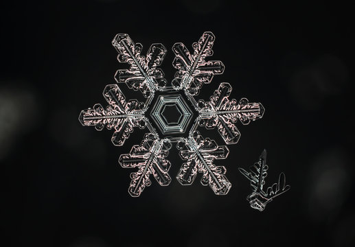Extreme closeup of natural snowflake