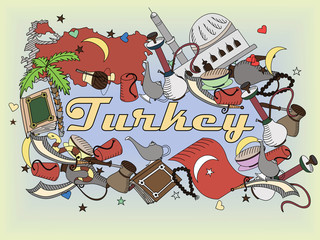 Turkey line art design vector illustration