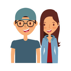 young couple happy icon vector illustration design