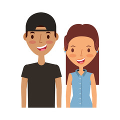 young couple happy icon vector illustration design