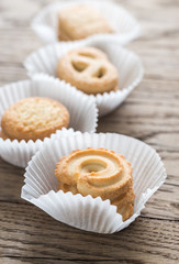 Butter cookies on the wooden table