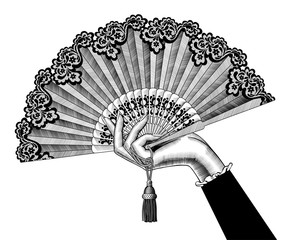 Female hand with open fan