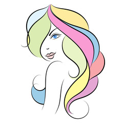 Girl with long colored hair