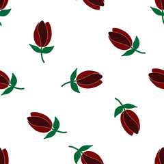 flower dark red tulips roses pattern seamless vector