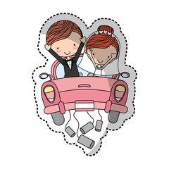Couple of newlyweds character vector illustration design