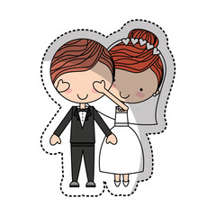 Couple of newlyweds character vector illustration design