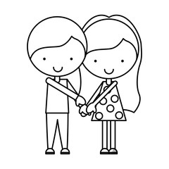 cute little couple characters vector illustration design