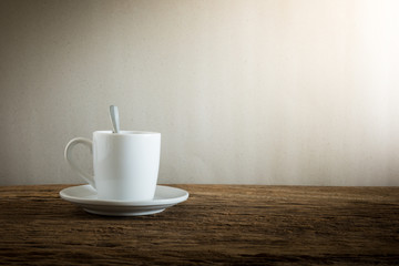 coffee cup on wooden table