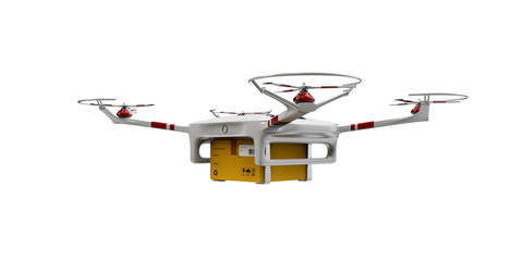 3d illustration of Delivery drone with the package