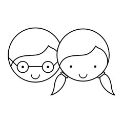 cute little couple characters vector illustration design