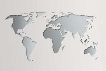 Nowoczesna mapa świata - w kolorach szarych