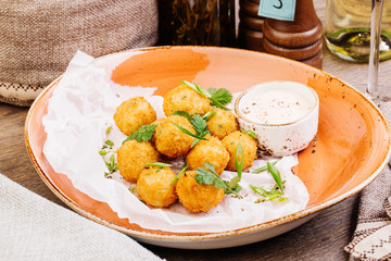 Deep Fried Cheese Balls with sauce